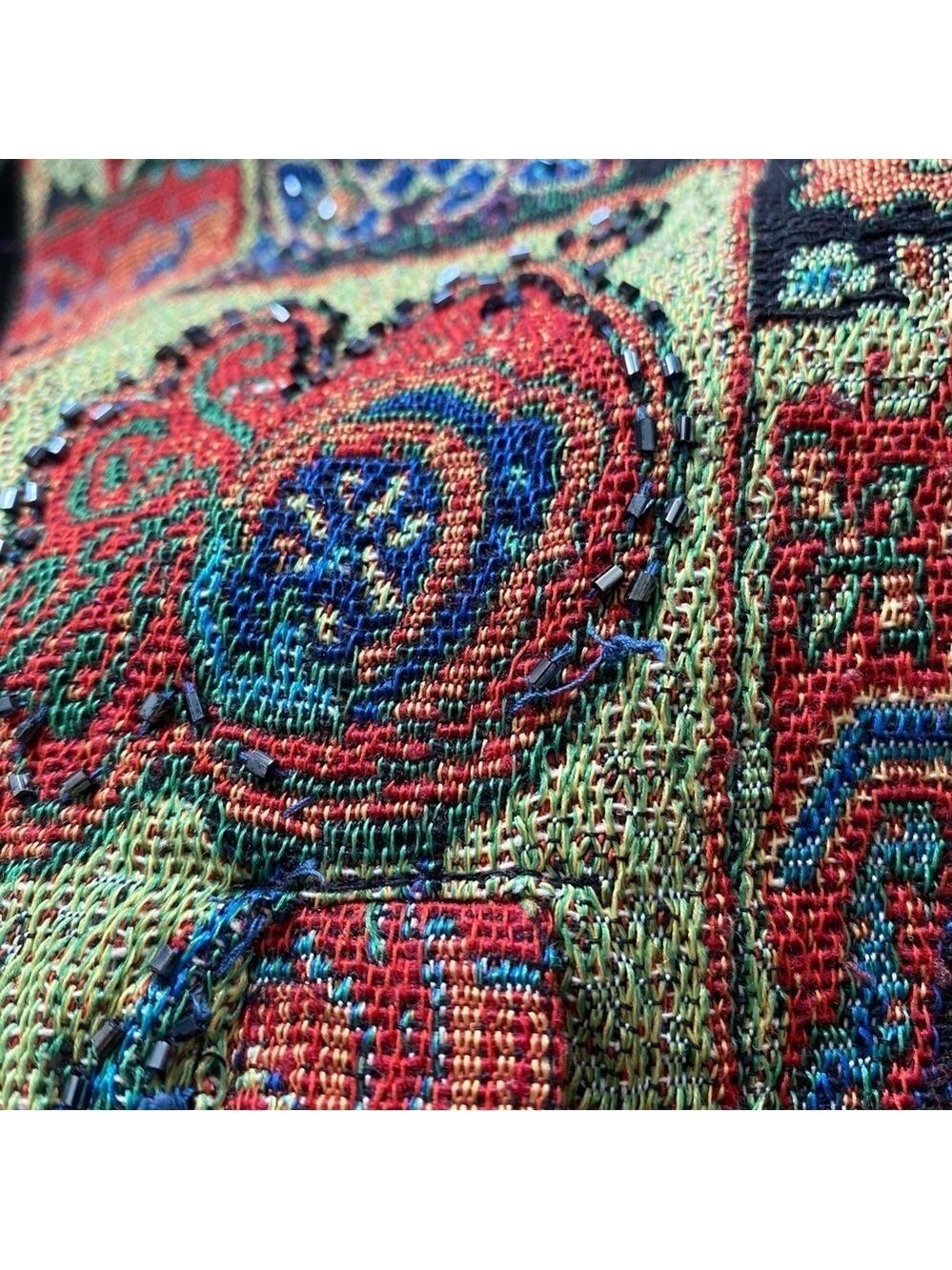 Parsley & Sage Tapestry Flowers Animal Beaded Zip Jacket 1X Pockets Lined - Picture 14 of 16
